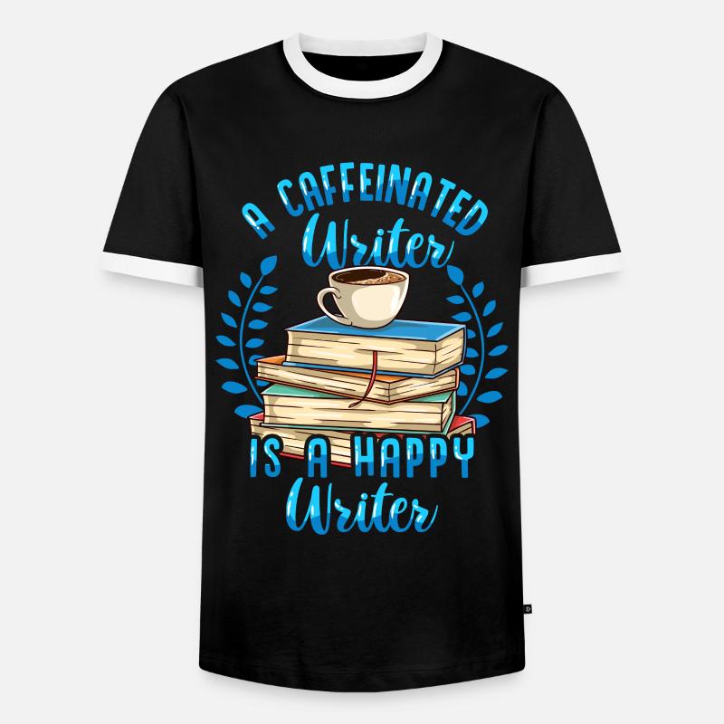 A Caffeinated Writer Coffee - Men's Ringer Shirt - black/white