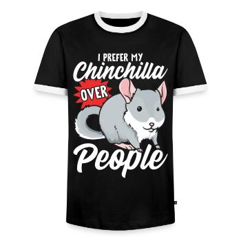 Chinchilla À propos des gens - T-shirt contrasté Homme - noir/blanc - Devant - AI Model Female 172 light (172cm) & AI Model Male 178 light (178cm)