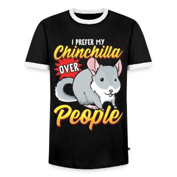 Chinchilla À propos des gens - T-shirt contrasté Homme - noir/blanc - Devant - AI Model Female 172 light (172cm) & AI Model Male 178 light (178cm)