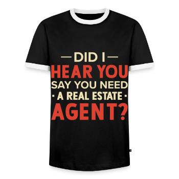 Real Estate Agent Broker Profession Real Estate - Men's Ringer Shirt - black/white - Front - AI Model Female 172 light (172cm) & AI Model Male 178 light (178cm)