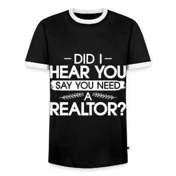 Immobilienmakler Makler Beruf Immobilien - Männer Kontrast-T-Shirt - Schwarz/Weiß - Vorne - AI Model Female 172 light (172cm) & AI Model Male 178 light (178cm)