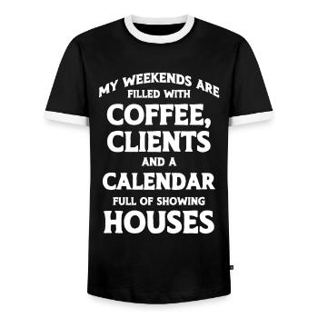 Real Estate Agent Broker Profession Real Estate - Men's Ringer Shirt - black/white - Front - AI Model Female 172 light (172cm) & AI Model Male 178 light (178cm)