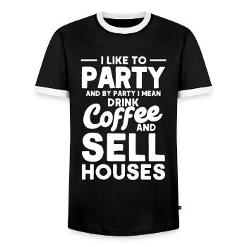 Immobilienmakler Makler Beruf Immobilien - Männer Kontrast-T-Shirt - Schwarz/Weiß - Vorne - AI Model Female 172 light (172cm) & AI Model Male 178 light (178cm)