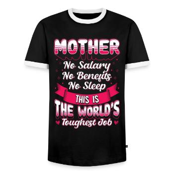 Mère Le travail le plus difficile dans le monde Fête des mères - T-shirt contrasté Homme - noir/blanc - Devant - AI Model Female 172 light (172cm) & AI Model Male 178 light (178cm)