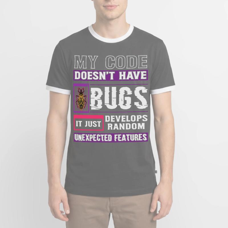 Developer My Code Has No Bugs Funny Coding Men's Ringer Shirt