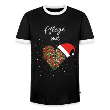 Pflegerin Mit Herz Pflege Weihnachtsoutfit X-Mas - Männer Kontrast-T-Shirt - Schwarz/Weiß - Vorne - AI Model Female 172 light (172cm) & AI Model Male 178 light (178cm)