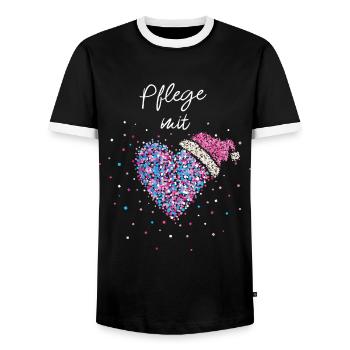 Pflegerin Mit Herz Pflege Weihnachtszeit Advent - Männer Kontrast-T-Shirt - Schwarz/Weiß - Vorne - AI Model Female 172 light (172cm) & AI Model Male 178 light (178cm)