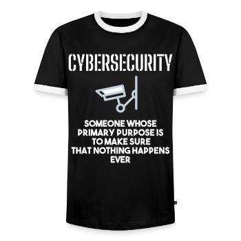 Cybersecurity - IT Security Computer Scientists - Men's Ringer Shirt - black/white - Front - AI Model Female 172 light (172cm) & AI Model Male 178 light (178cm)