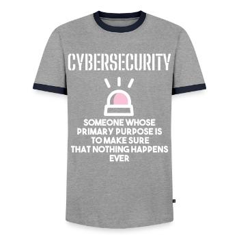 Cybersecurity - IT-Sicherheit Informatiker - Männer Kontrast-T-Shirt - Grau/Navy  - Vorne - AI Model Female 172 light (172cm) & AI Model Male 178 light (178cm)