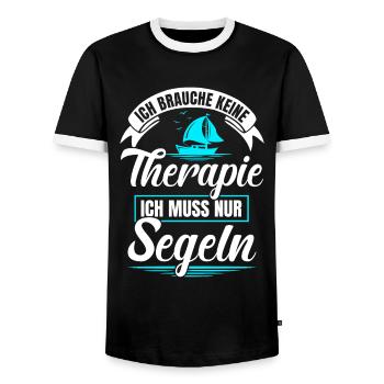 Segler Segelschiff Segelboot - Männer Kontrast-T-Shirt - Schwarz/Weiß - Vorne - AI Model Female 172 light (172cm) & AI Model Male 178 light (178cm)