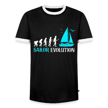 Segler Segelschiff Segelboot - Männer Kontrast-T-Shirt - Schwarz/Weiß - Vorne - AI Model Female 172 light (172cm) & AI Model Male 178 light (178cm)