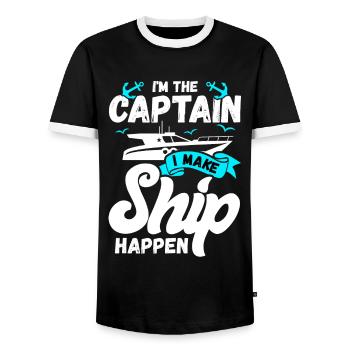 Segler Segelschiff Segelboot - Männer Kontrast-T-Shirt - Schwarz/Weiß - Vorne - AI Model Female 172 light (172cm) & AI Model Male 178 light (178cm)