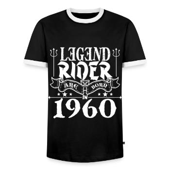 Legend Rider Are geboren 1960 - Männer Kontrast-T-Shirt - Schwarz/Weiß - Vorne - AI Model Female 172 light (172cm) & AI Model Male 178 light (178cm)