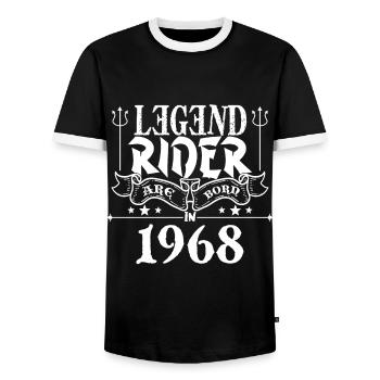 Legend rider Are born in 1968 - T-shirt contrasté Homme - noir/blanc - Devant - AI Model Female 172 light (172cm) & AI Model Male 178 light (178cm)