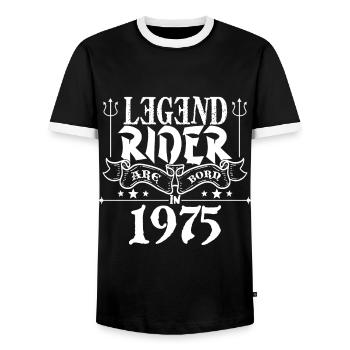 Legend rider Are born in 1975 - T-shirt contrasté Homme - noir/blanc - Devant - AI Model Female 172 light (172cm) & AI Model Male 178 light (178cm)