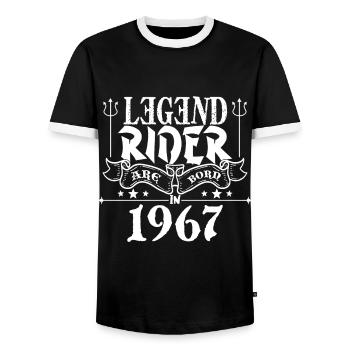 Legend rider Are born in 1967 - T-shirt contrasté Homme - noir/blanc - Devant - AI Model Female 172 light (172cm) & AI Model Male 178 light (178cm)