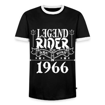 Legend rider Are born in 1966 - T-shirt contrasté Homme - noir/blanc - Devant - AI Model Female 172 light (172cm) & AI Model Male 178 light (178cm)
