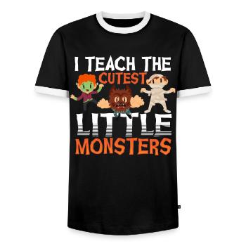 I Teach the Cutest Little Monsters Halloween - Männer Kontrast-T-Shirt - Schwarz/Weiß - Vorne - AI Model Female 172 light (172cm) & AI Model Male 178 light (178cm)