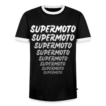 Supermoto / Supermotard / Supermoto Wheelie Bikers - Men's Ringer Shirt - black/white - Front - AI Model Female 172 light (172cm) & AI Model Male 178 light (178cm)