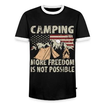 Camping More Freedom Not Possible Outdoor Camper - Männer Kontrast-T-Shirt - Schwarz/Weiß - Vorne - AI Model Female 172 light (172cm) & AI Model Male 178 light (178cm)