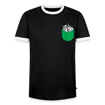 Tracteur de poche agricole agricole - T-shirt contrasté Homme - noir/blanc - Devant - AI Model Female 172 light (172cm) & AI Model Male 178 light (178cm)