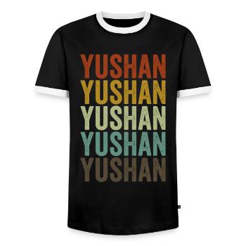 Yushan China Retro Vintage - Men's Ringer Shirt - black/white - Front - AI Model Female 172 light (172cm) & AI Model Male 178 light (178cm)