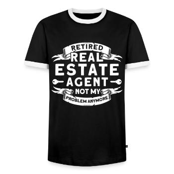 Immobilienmakler Makler Beruf Immobilien - Männer Kontrast-T-Shirt - Schwarz/Weiß - Vorne - AI Model Female 172 light (172cm) & AI Model Male 178 light (178cm)