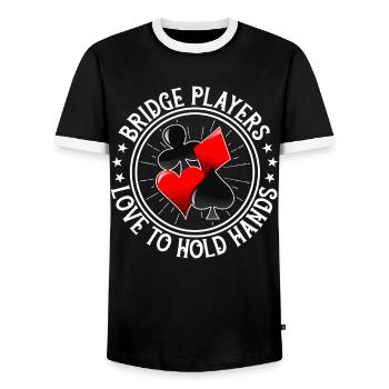 Jeu de cartes Bridge Player - T-shirt contrasté Homme - noir/blanc - Devant - AI Model Female 172 light (172cm) & AI Model Male 178 light (178cm)