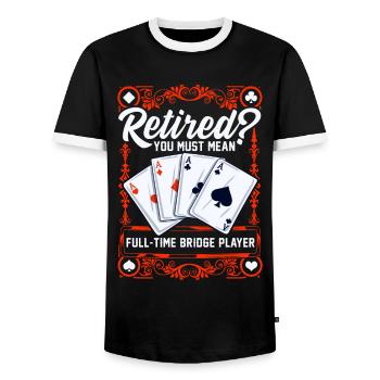 Joueur de bridge à temps plein retiré des cartes de bridge - T-shirt contrasté Homme - noir/blanc - Devant - AI Model Female 172 light (172cm) & AI Model Male 178 light (178cm)