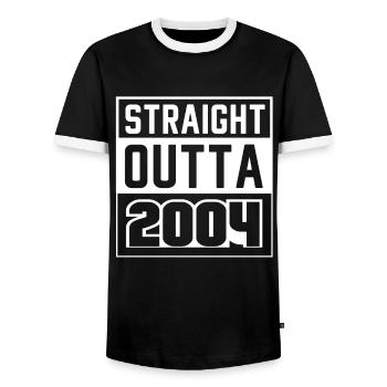 Straight Outta 2004 Geburtstag 2004 Geboren 2004 - Männer Kontrast-T-Shirt - Schwarz/Weiß - Vorne - AI Model Female 172 light (172cm) & AI Model Male 178 light (178cm)