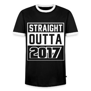 Straight Outta 2017 Birthday 2017 Born 2017 - Men's Ringer Shirt - black/white - Front - AI Model Female 172 light (172cm) & AI Model Male 178 light (178cm)