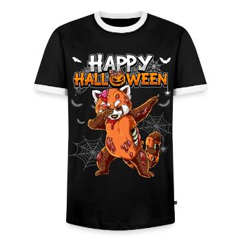 Halloween Roter Panda Zombie - Männer Kontrast-T-Shirt - Schwarz/Weiß - Vorne - AI Model Female 172 light (172cm) & AI Model Male 178 light (178cm)