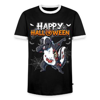 Halloween Stinktier Zombie - Männer Kontrast-T-Shirt - Schwarz/Weiß - Vorne - AI Model Female 172 light (172cm) & AI Model Male 178 light (178cm)
