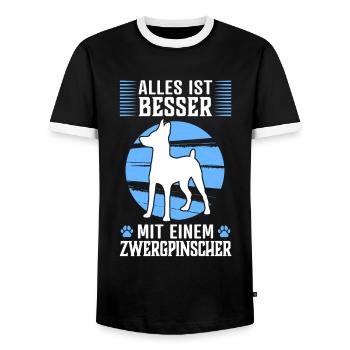 Alles besser mit Zwergpinscher Pinscher - Männer Kontrast-T-Shirt - Schwarz/Weiß - Vorne - AI Model Female 172 light (172cm) & AI Model Male 178 light (178cm)