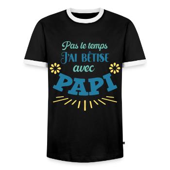 J'ai Bêtise Avec Papi Cadeau Annonce Grossesse - T-shirt contrasté Homme - noir/blanc - Devant - AI Model Female 172 light (172cm) & AI Model Male 178 light (178cm)