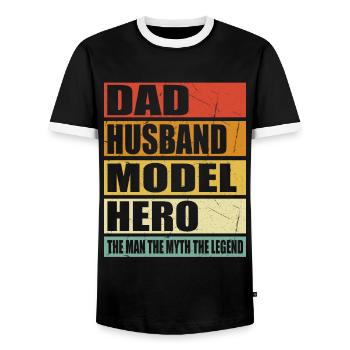 Père Mari Modèle Héros - T-shirt contrasté Homme - noir/blanc - Devant - AI Model Female 172 light (172cm) & AI Model Male 178 light (178cm)