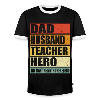 Père Mari Enseignant Héros - T-shirt contrasté Homme - noir/blanc - Devant - AI Model Female 172 light (172cm) & AI Model Male 178 light (178cm)