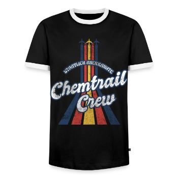 Chemise Parodie Vintage Retro Chemtrail Crew - T-shirt contrasté Homme - noir/blanc - Devant - AI Model Female 172 light (172cm) & AI Model Male 178 light (178cm)