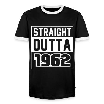 Straight Outta 1962 Birthday 1962 Born 1962 - Men's Ringer Shirt - black/white - Front - AI Model Female 172 light (172cm) & AI Model Male 178 light (178cm)