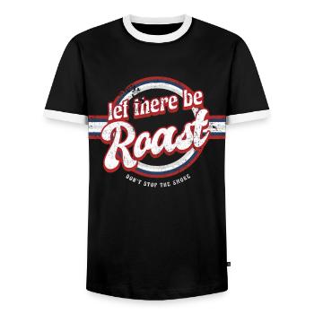 Vintage Let There Be Roast Grilling Shirt - Männer Kontrast-T-Shirt - Schwarz/Weiß - Vorne - AI Model Female 172 light (172cm) & AI Model Male 178 light (178cm)