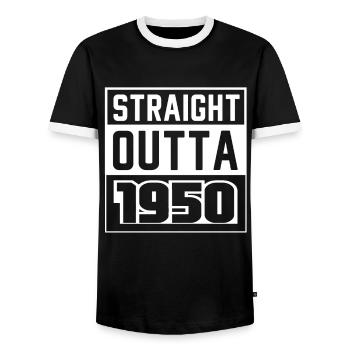 Straight Outta 1950 Geburtstag 1950 Geboren 1950 - Männer Kontrast-T-Shirt - Schwarz/Weiß - Vorne - AI Model Female 172 light (172cm) & AI Model Male 178 light (178cm)