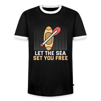 Sup Stand Up Paddle Design Sup Board Paddeln - T-shirt contrasté Homme - noir/blanc - Devant - AI Model Female 172 light (172cm) & AI Model Male 178 light (178cm)