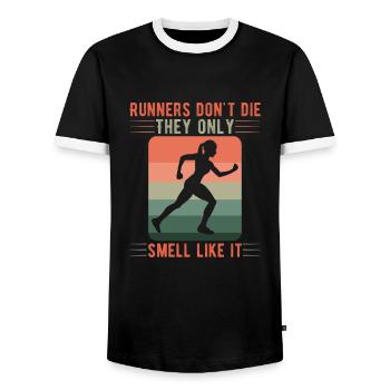 Running Marathon Runner Running - T-shirt contrasté Homme - noir/blanc - Devant - AI Model Female 172 light (172cm) & AI Model Male 178 light (178cm)