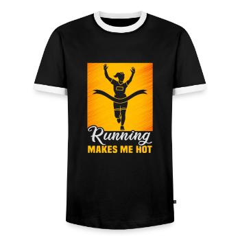 Running Marathon Runner Running - T-shirt contrasté Homme - noir/blanc - Devant - AI Model Female 172 light (172cm) & AI Model Male 178 light (178cm)