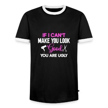 Hairdresser Saying Gift Hair Salon Hairdresser - Men's Ringer Shirt - black/white - Front - AI Model Female 172 light (172cm) & AI Model Male 178 light (178cm)