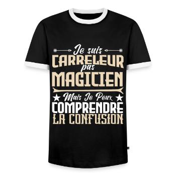 Je suis carreleur pas magicien - T-shirt contrasté Homme - noir/blanc - Devant - AI Model Female 172 light (172cm) & AI Model Male 178 light (178cm)