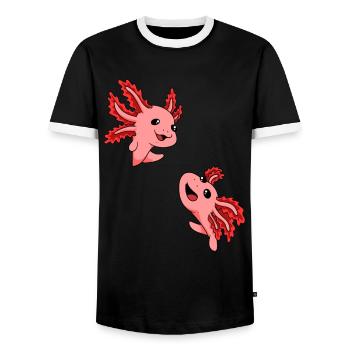 Axolotl Cadeau Axolotl Costume Axolotl Japonais - T-shirt contrasté Homme - noir/blanc - Devant - AI Model Female 172 light (172cm) & AI Model Male 178 light (178cm)