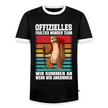 Faultier Wanderteam Wandern Geschenk - Männer Kontrast-T-Shirt - Schwarz/Weiß - Vorne - AI Model Female 172 light (172cm) & AI Model Male 178 light (178cm)