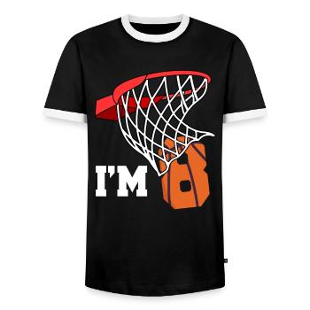 Ich Bin 8 Basketball 8. Geburtstag Basketballer - Männer Kontrast-T-Shirt - Schwarz/Weiß - Vorne - AI Model Female 172 light (172cm) & AI Model Male 178 light (178cm)
