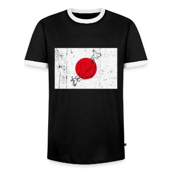 Drapeau du Japon - T-shirt contrasté Homme - noir/blanc - Devant - AI Model Female 172 light (172cm) & AI Model Male 178 light (178cm)